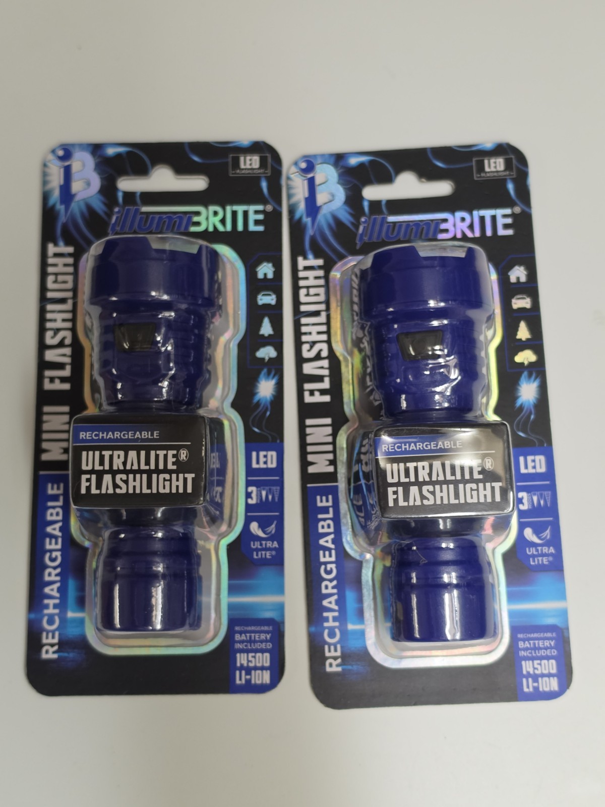 (2) Illumbrite Rechargeable Mini Flashlight 14500 Li-Ion Ultra Light LED New