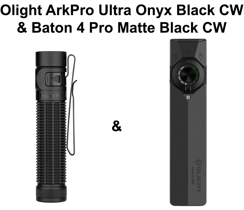 Olight Baton 4 Pro Matte Black CW and ArkPro Ultra Class 3R Onyx Black CW