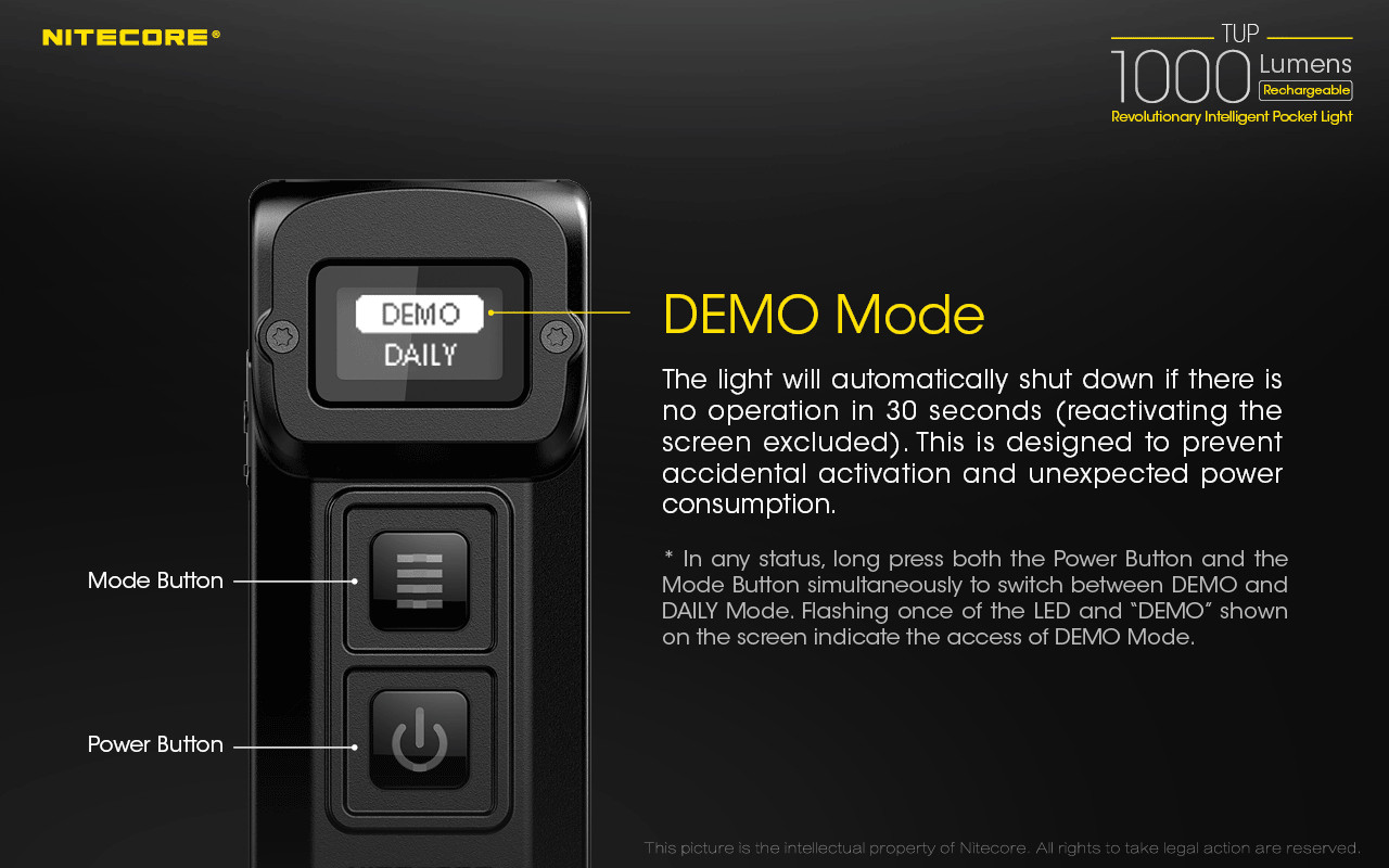 Nitecore TUP Intelligent Pocket Light 1000 LM Micro-USB EDC Keychain Flashlight