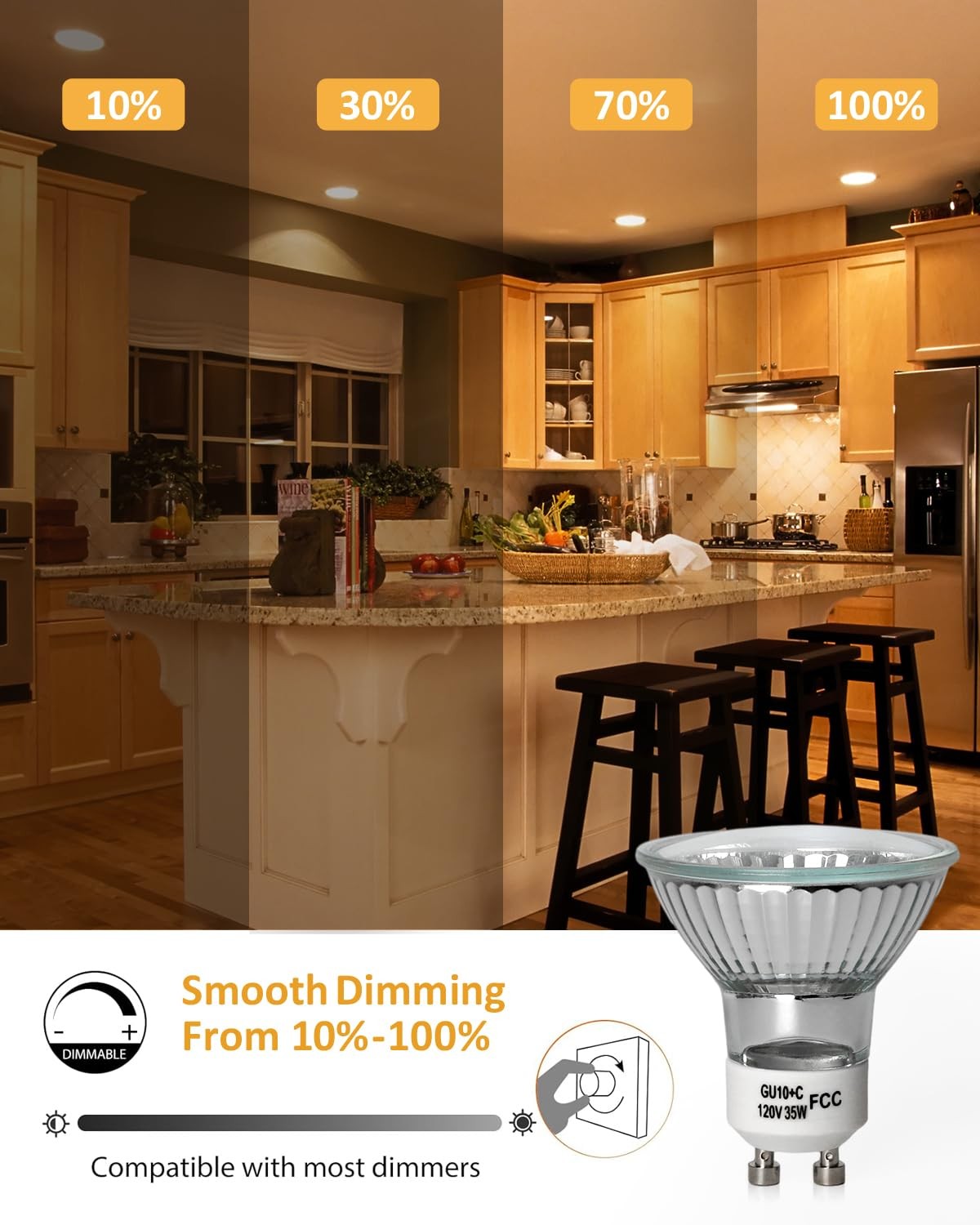 120v 35W GU10 Bulb for Candle Warmer Lamp, 2pcs gu10+c Dimmable 2800K Warm