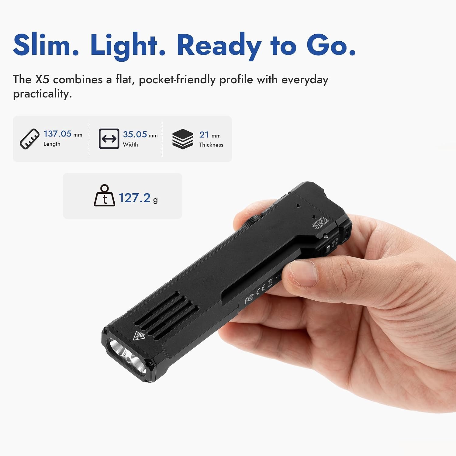 X5 Flashlight Rechargeable, 1300 Lumens Bright Flashlight 6 Modes | White LED, U