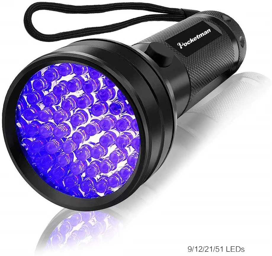 High Quality 51LED UV Flashlight 395–400nm Black Light Safety Detection