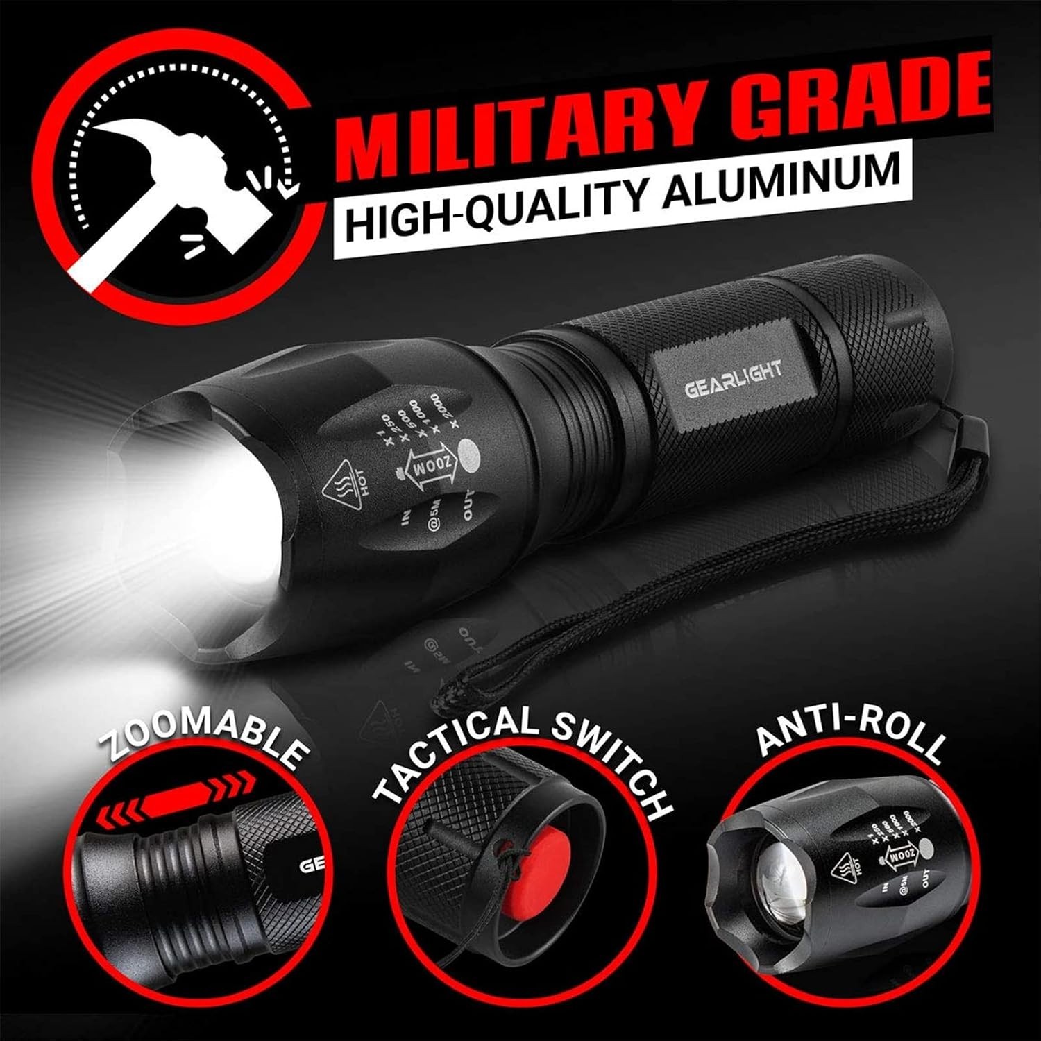 Tactical Mini Flashlight with Zoomable Beam and High Brightness for Everyday Use
