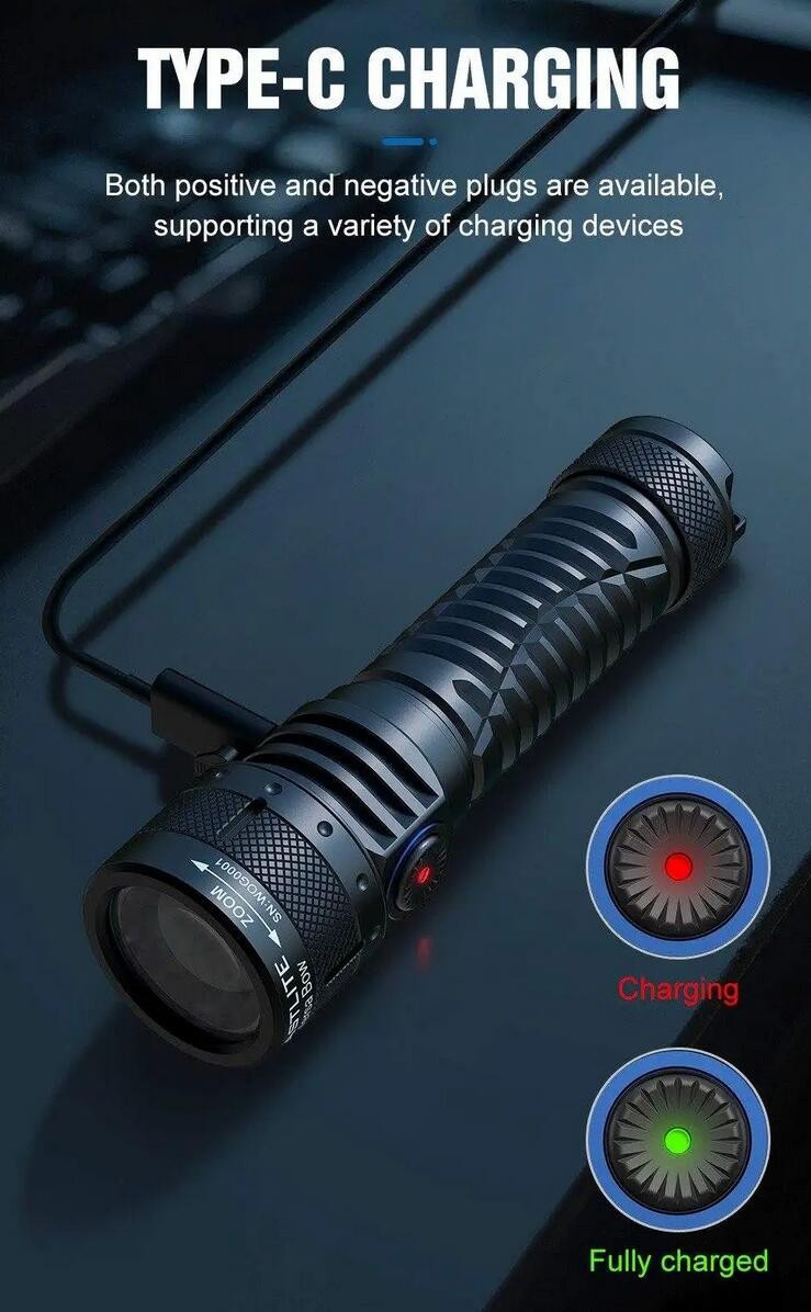 Vastlite Zoom LEP Flashlight 400 Lumen 3900 Feet Range USB Rechargeable Torch