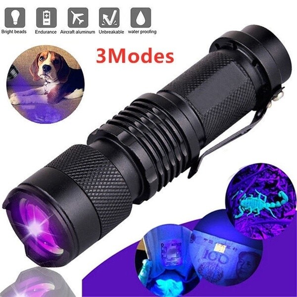 2X UV Ultra Violet LED Flashlight Blacklight Light 395 NM Inspection Lamp Torch