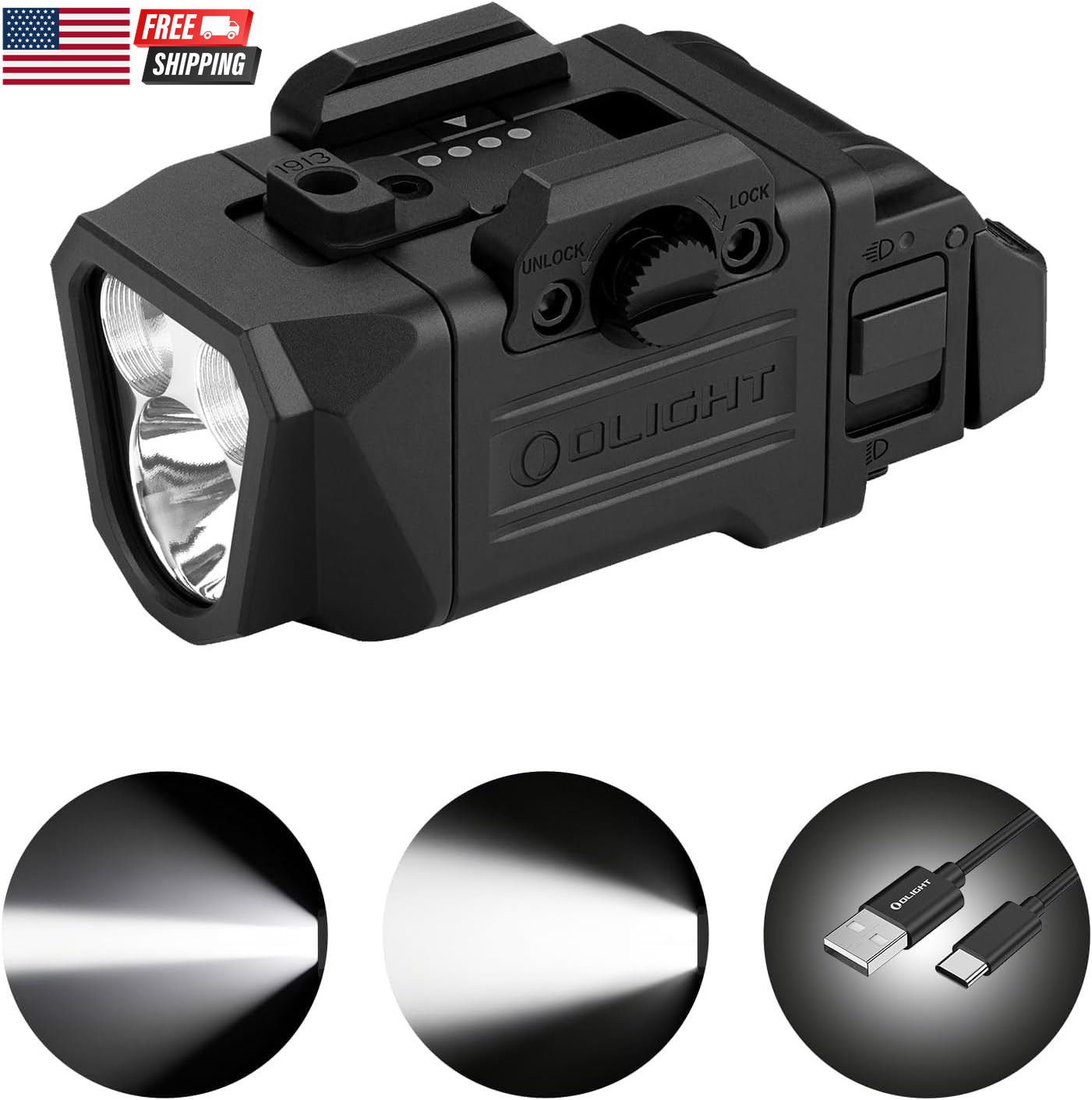 PL X Tactical Flashlight Rechargeable USB-C Dual Beams Strobe Combo 22,500 Cande