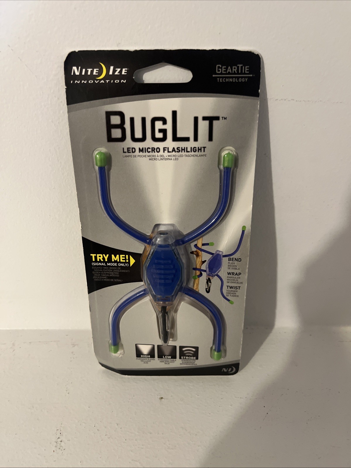 NEW Nite Ize BugLit LED Micro Flashlight Blue / Lime Green 6 Lumens w/ S-Biner