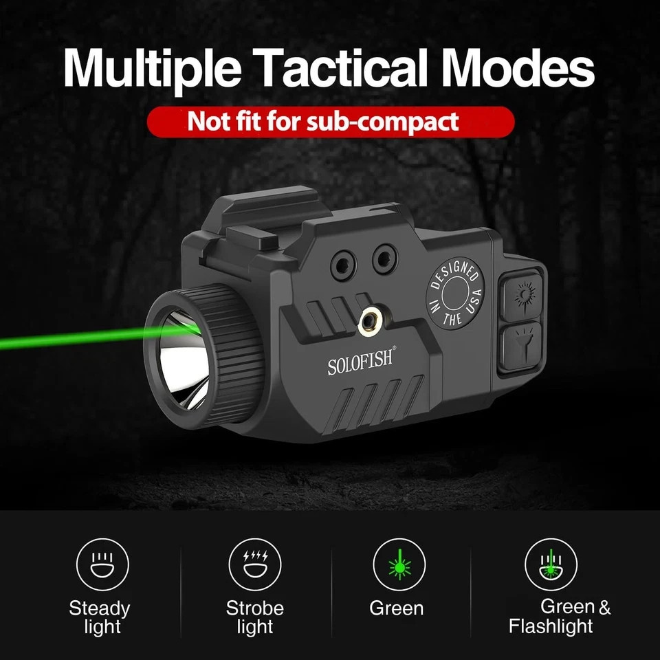 Solofish 800lm Pistol Light Laser Combo with 600lm Green