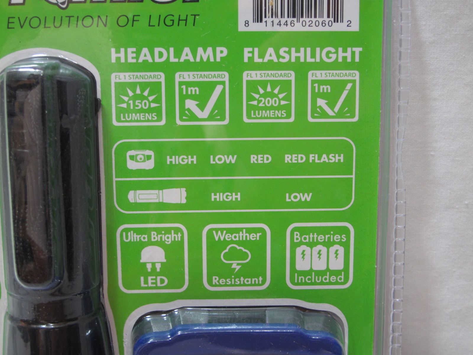 NEW 2-pc Promier Flashlight + Head Lamp Set High Low Red Steady Flashing