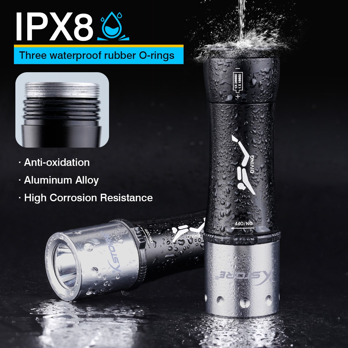 90000Lumen Underwater 80M Scuba Diving LED Flashlight Waterproof Dive Torch Lamp