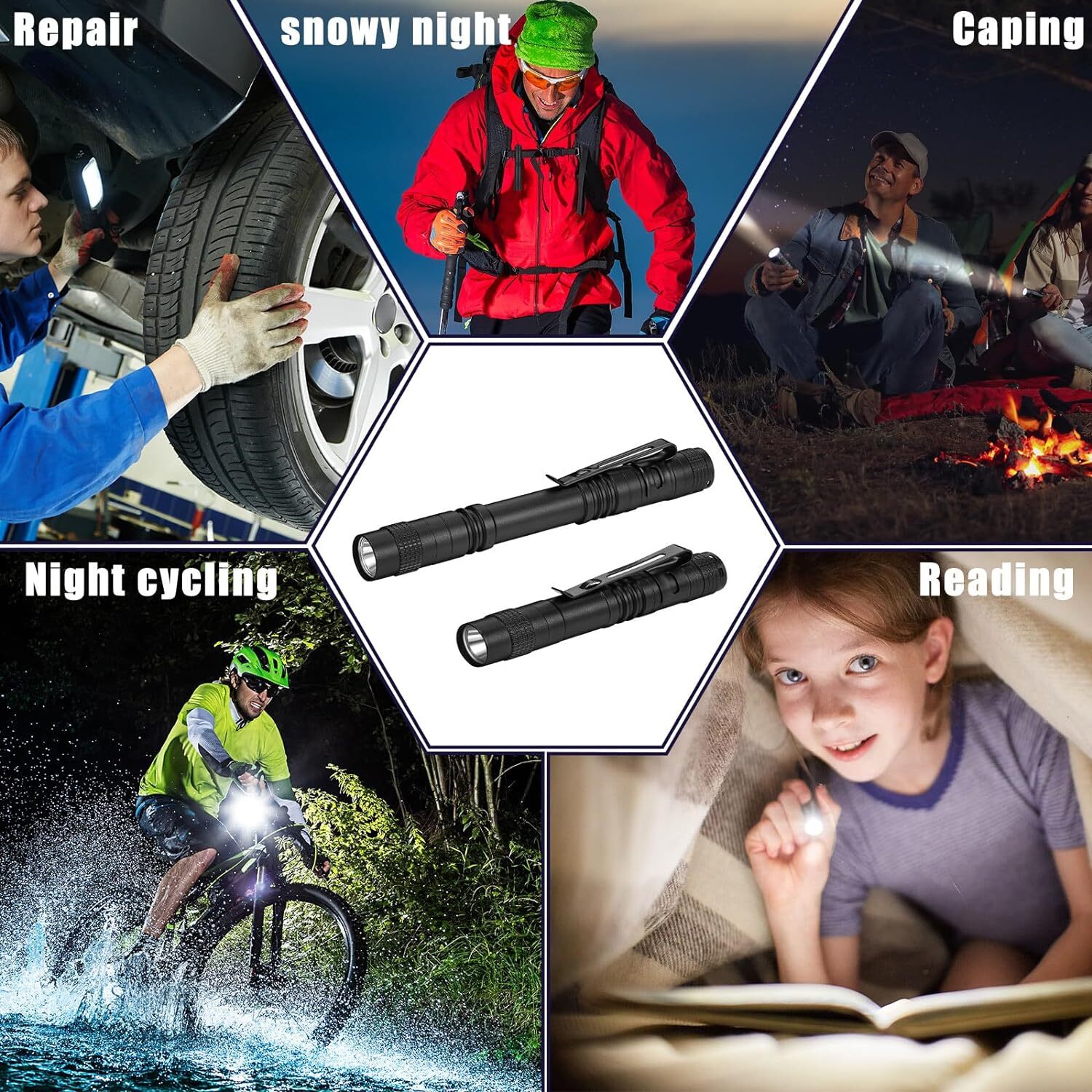 1/ 60 PCS LED Flashlight Pen Light Mini Handheld Torch Clip Pocket Lamp AA USA