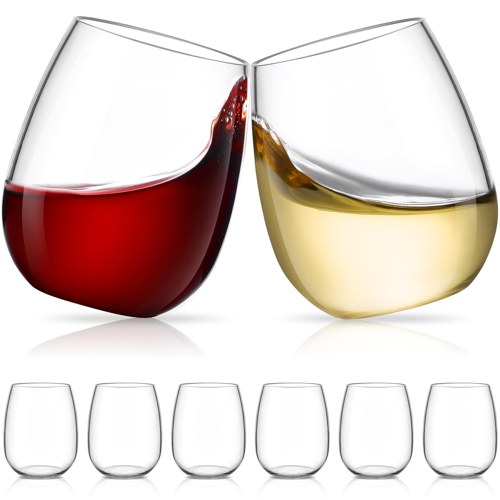 6 Pack Unbreakable Tritan Plastic Wine Glasses, 16 oz Reusable Stemless Wine …