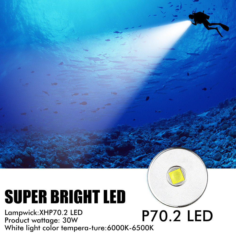 Professional Underwater Diving Flashlight LED Waterproof Dive Lamp Scuba Torch