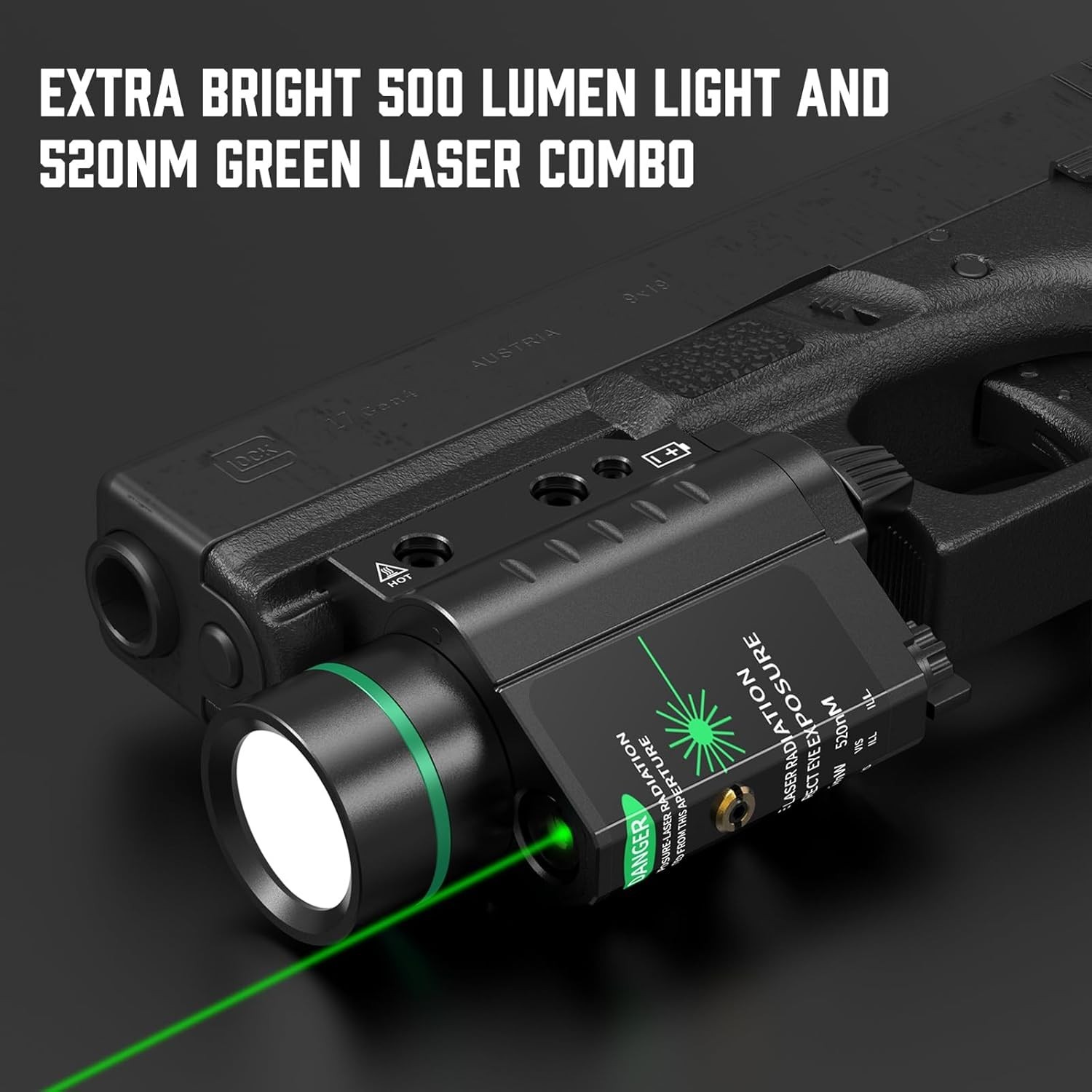 Durable Red/Green Laser Flashlight Combo – 500 Lumens with Night Vision Feature
