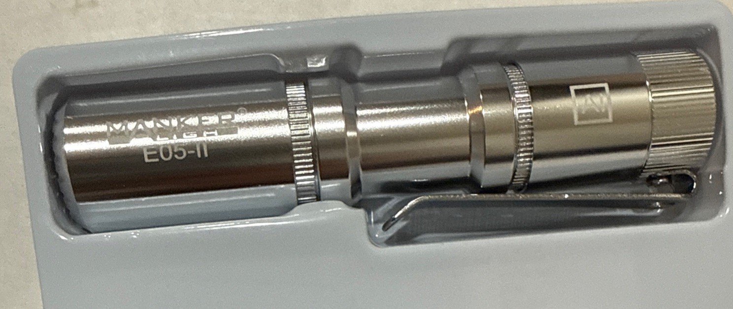 Manker E05 II Silver EDC Flashlight 1300LM AA 14500 LED Compact