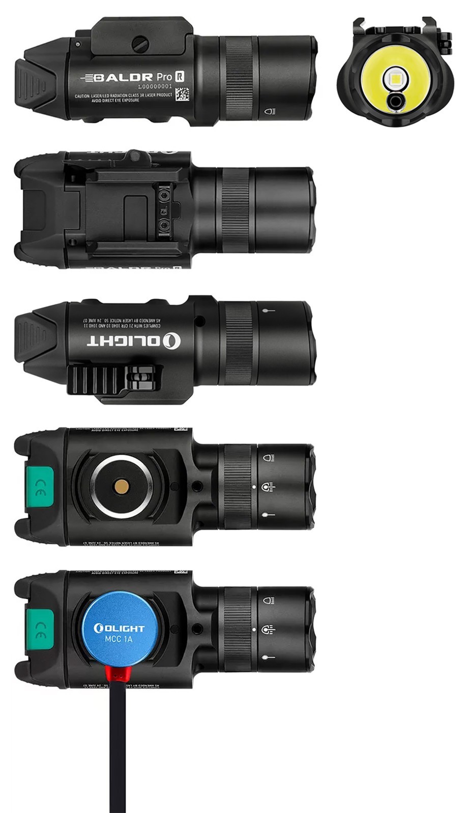 Olight BALDR Pro R Black Tactical Flashlight – 1350 Lumens, Laser, Durable