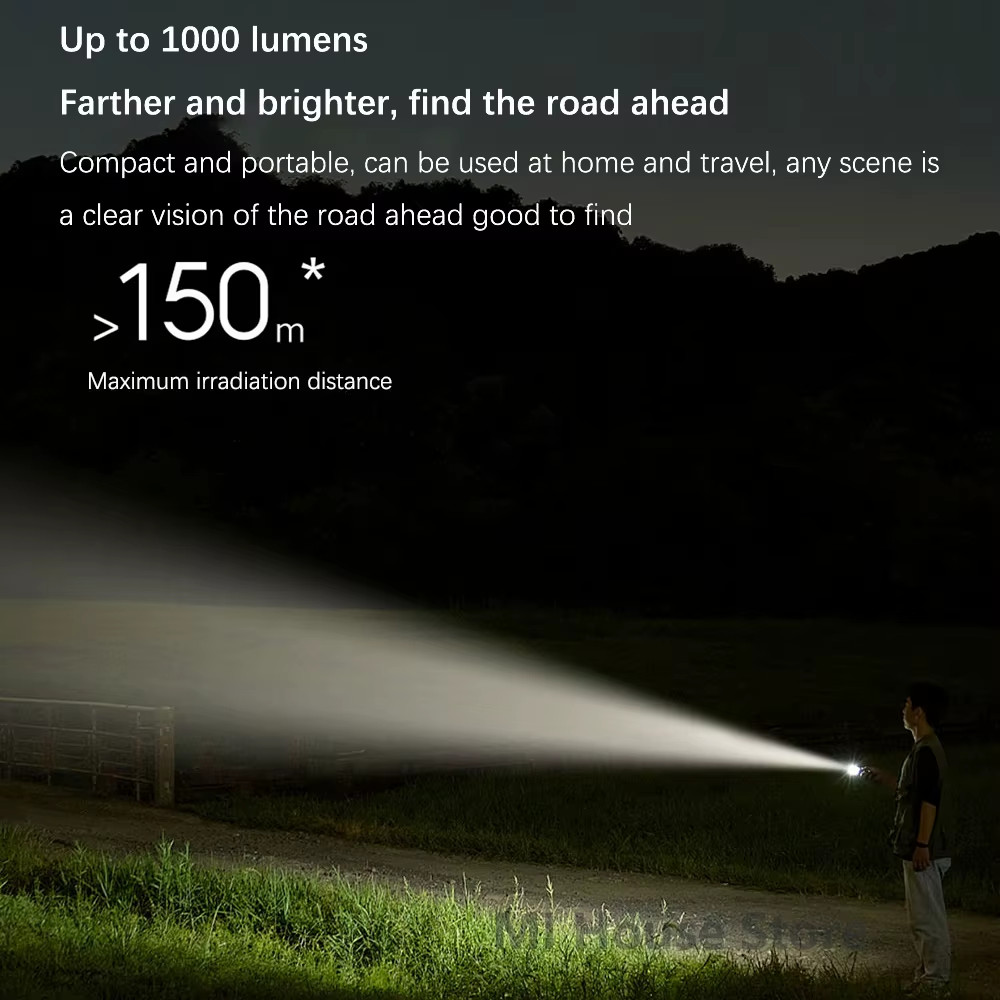 Flashlight Multi Functional 4In1 Rechargeable 3100Mah 1000 Lumen IP65 Waterproof