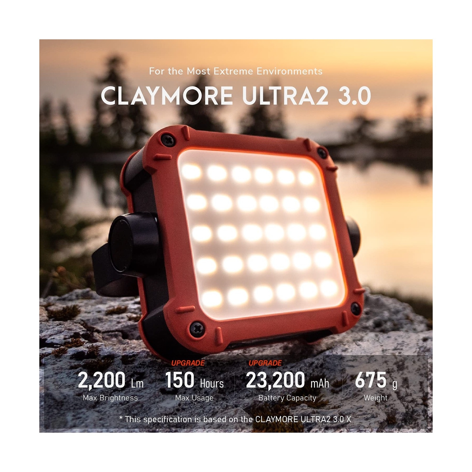 CLAYMORE Ultra 2 3.0 (Medium) – IP65 Outdoor Portable Light with 11,600mAh Ba…