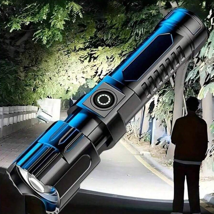 1pc Super Bright USB Rechargeable Flashlight, Wide Beam, Handheld, Outdoor Torch