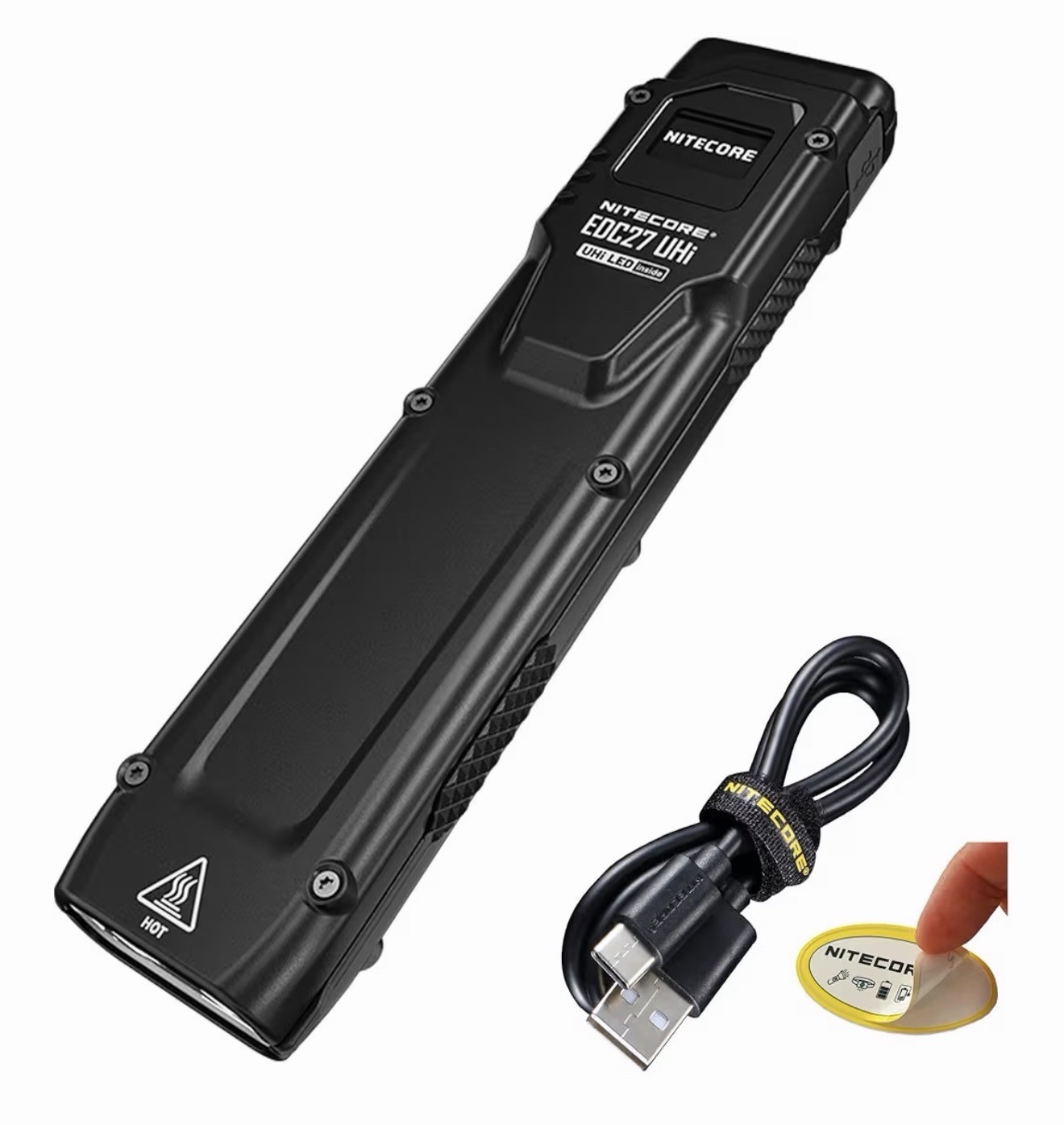 NITECORE EDC27 UHi Rechargeable LED Flashlight 3100LM OLED Display USB Clip On
