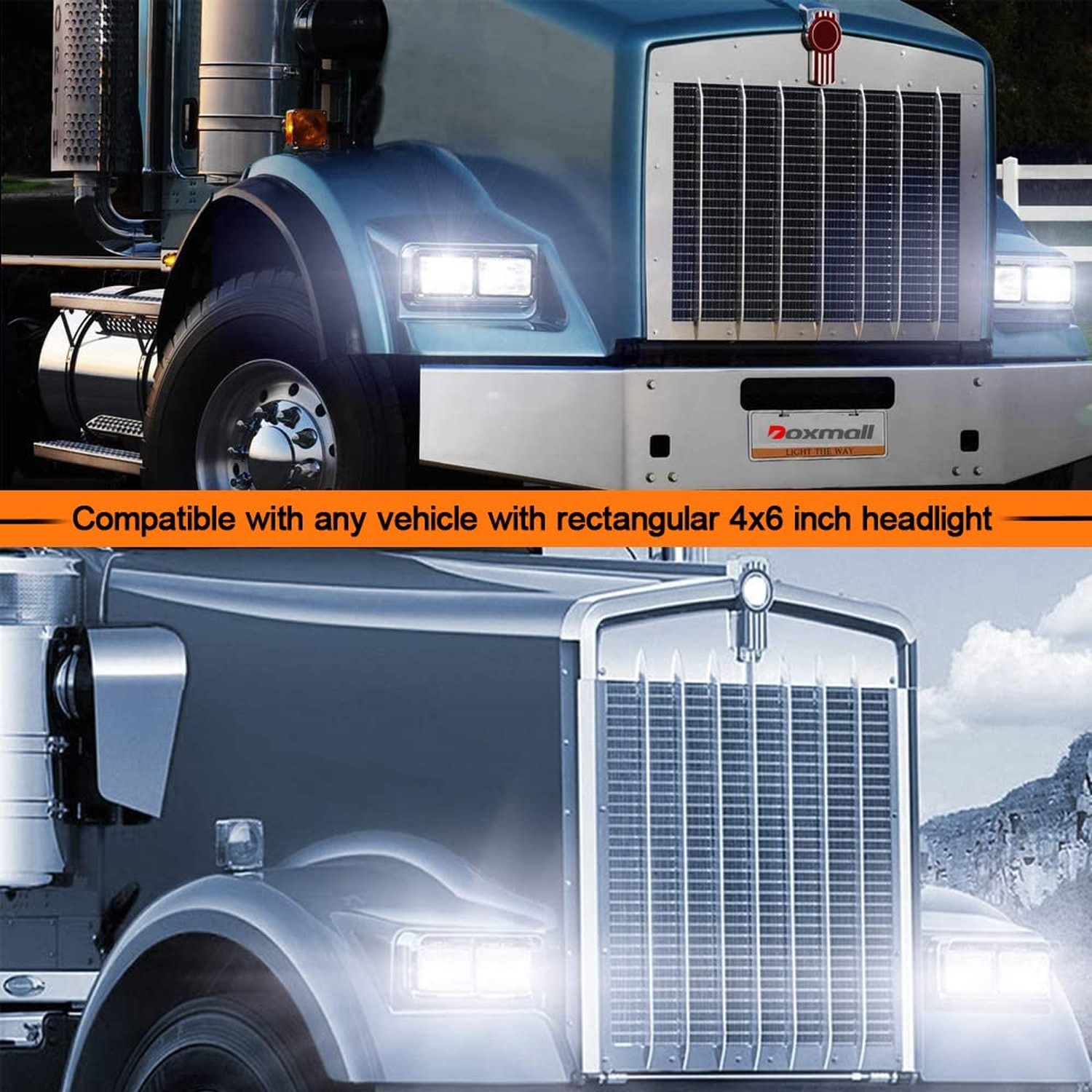 4Pcs Fit For Peterbilt 379 Headlights 4×6 Led Headlights DOT Approved Compati…