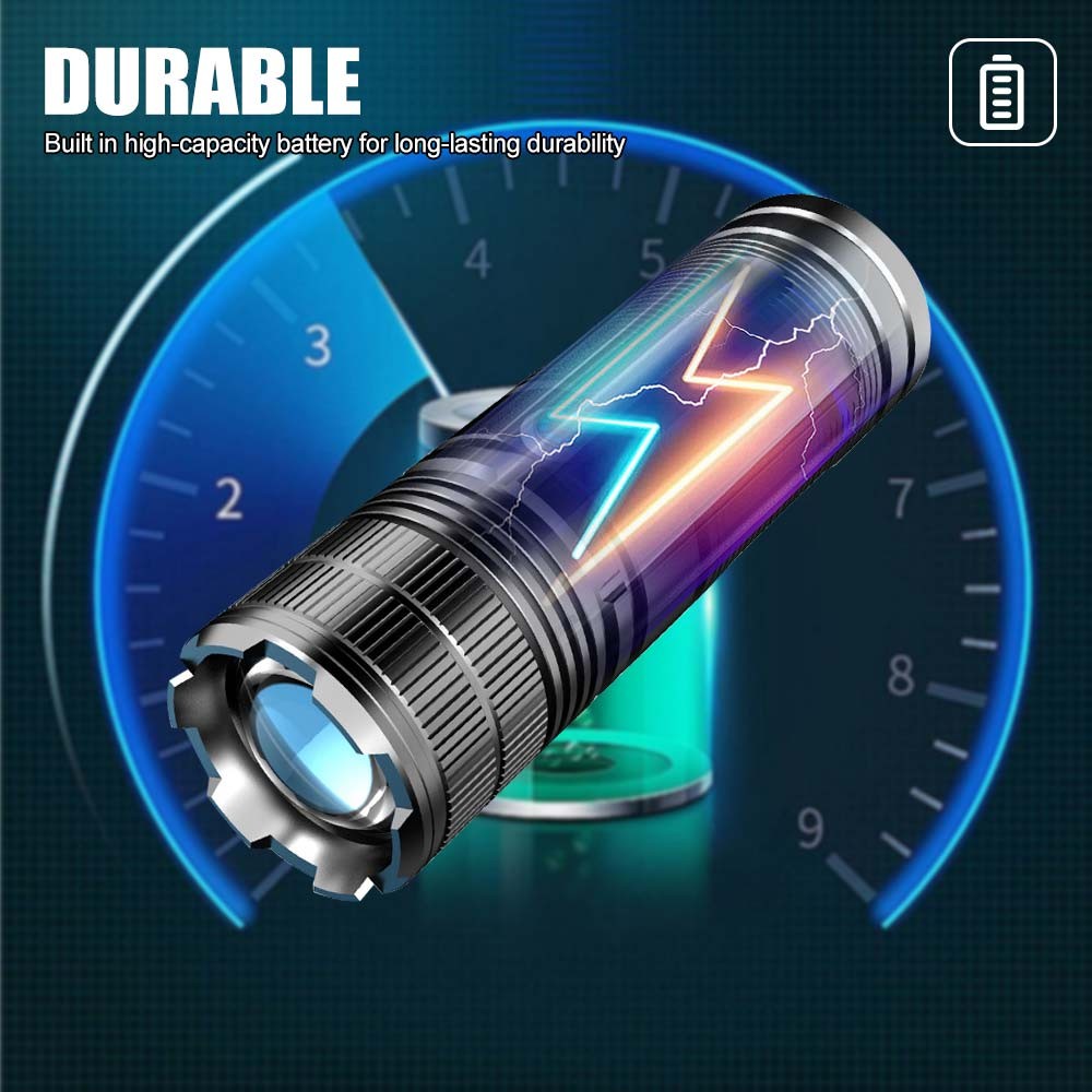10W Laser White LEP Flashlight Zoom USB Rechargeable Torch High Powerful Light
