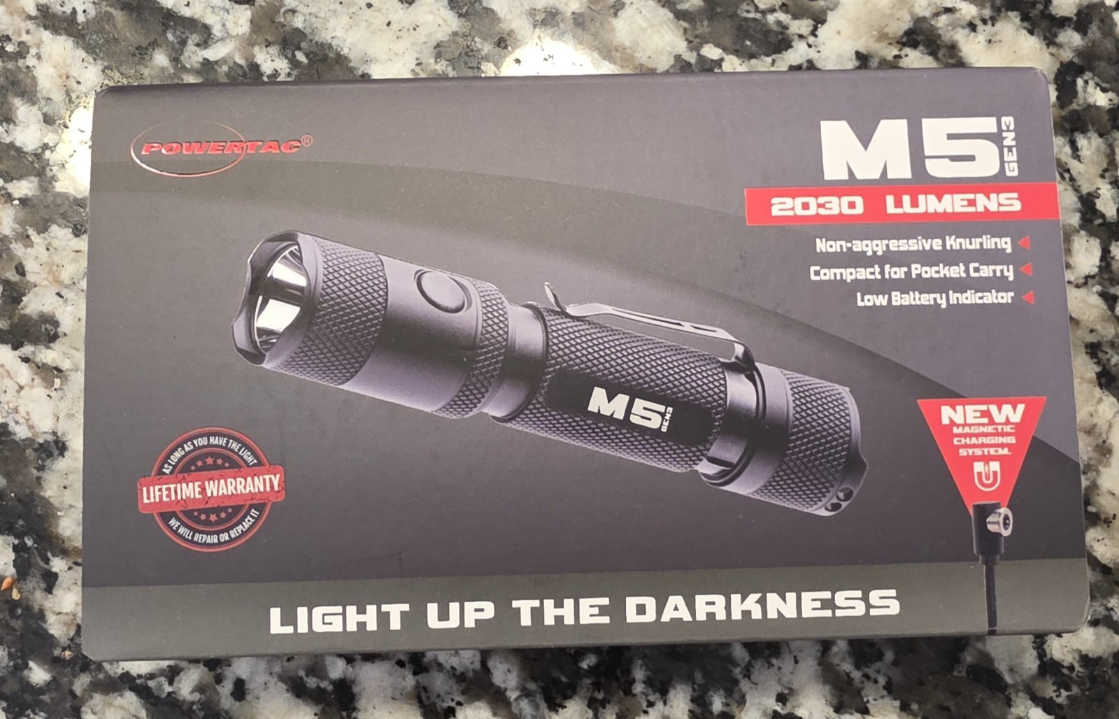PowerTac M5 GEN3 2030 Lumens Rechargeable LED Flashlight, Magnetic Charging