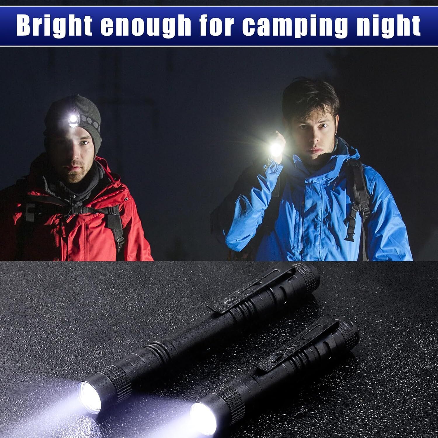 1/ 60 PCS LED Flashlight Pen Light Mini Handheld Torch Clip Pocket Lamp AA USA