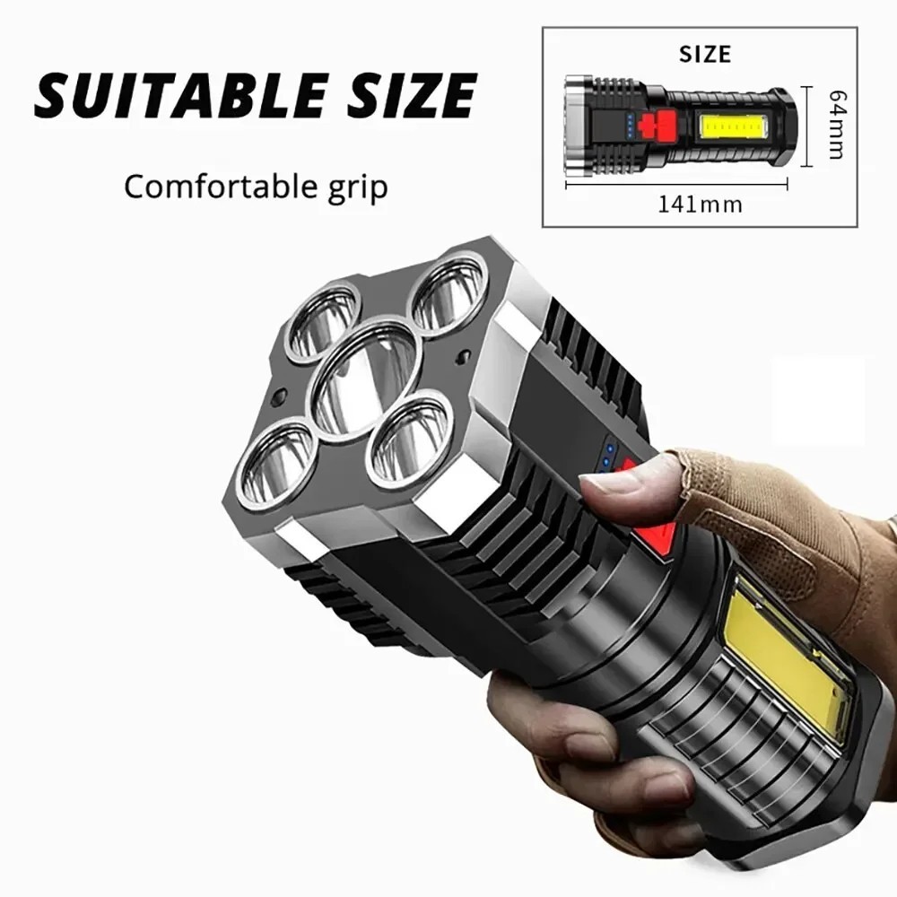 Super Bright LED Torch Flashlight+USB Rechargeable Tactical Camping Outdoor Lamp