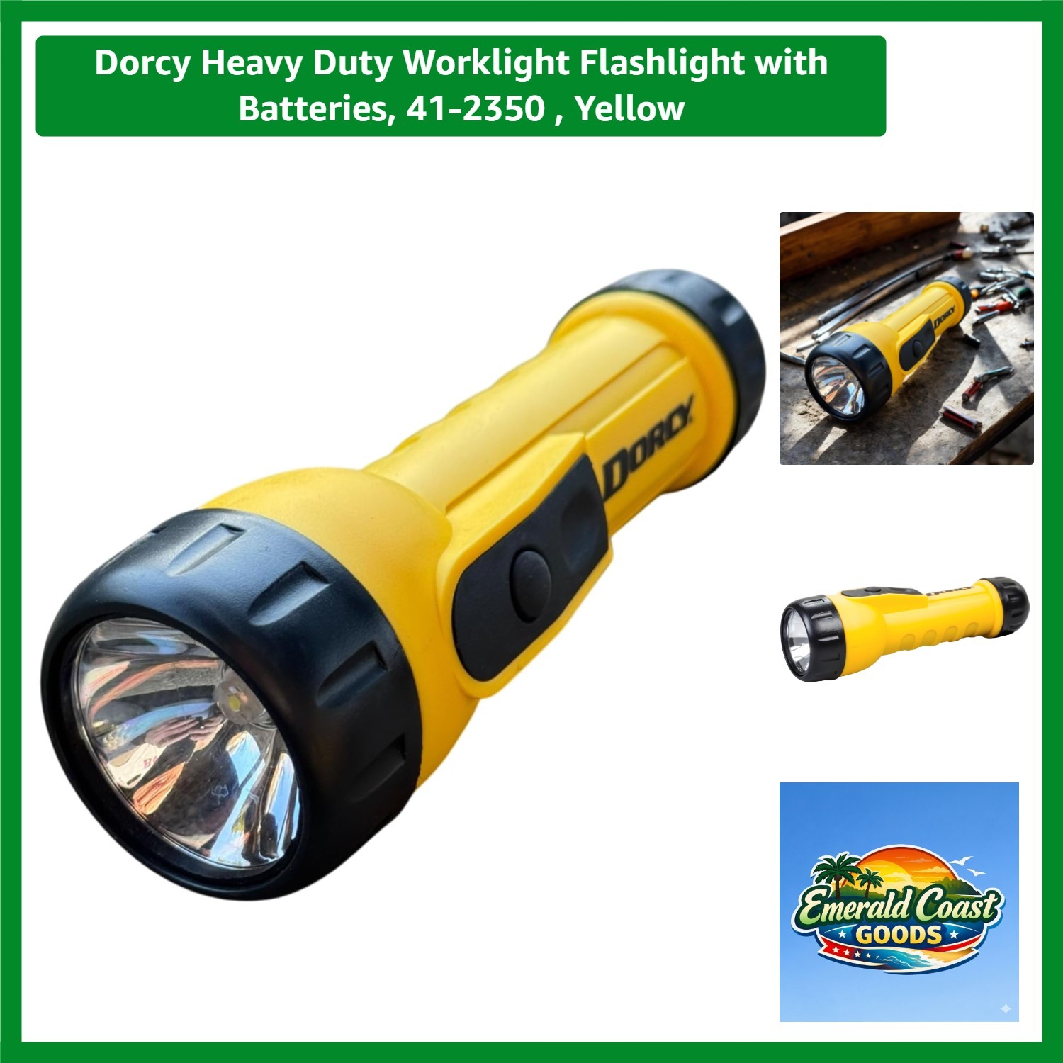 Heavy Duty Worklight Flashlight with Batteries, 41-2350 , Yellow