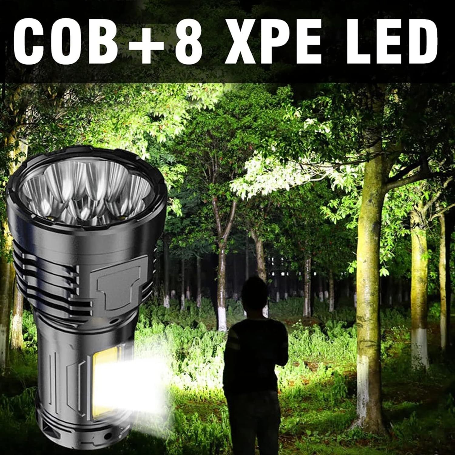 Super Bright 12000000LM Torch 8 LED Flashlight USB Rechargeable Tactical lights