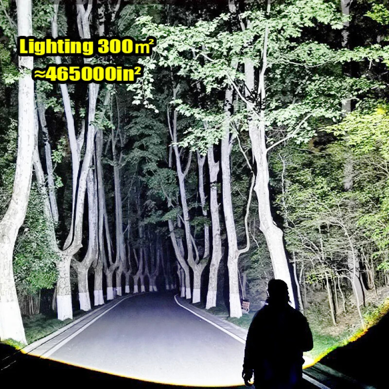 1500W Powerful Led Flashlight Type-C Rechargeable Searchlight Tactical Torch