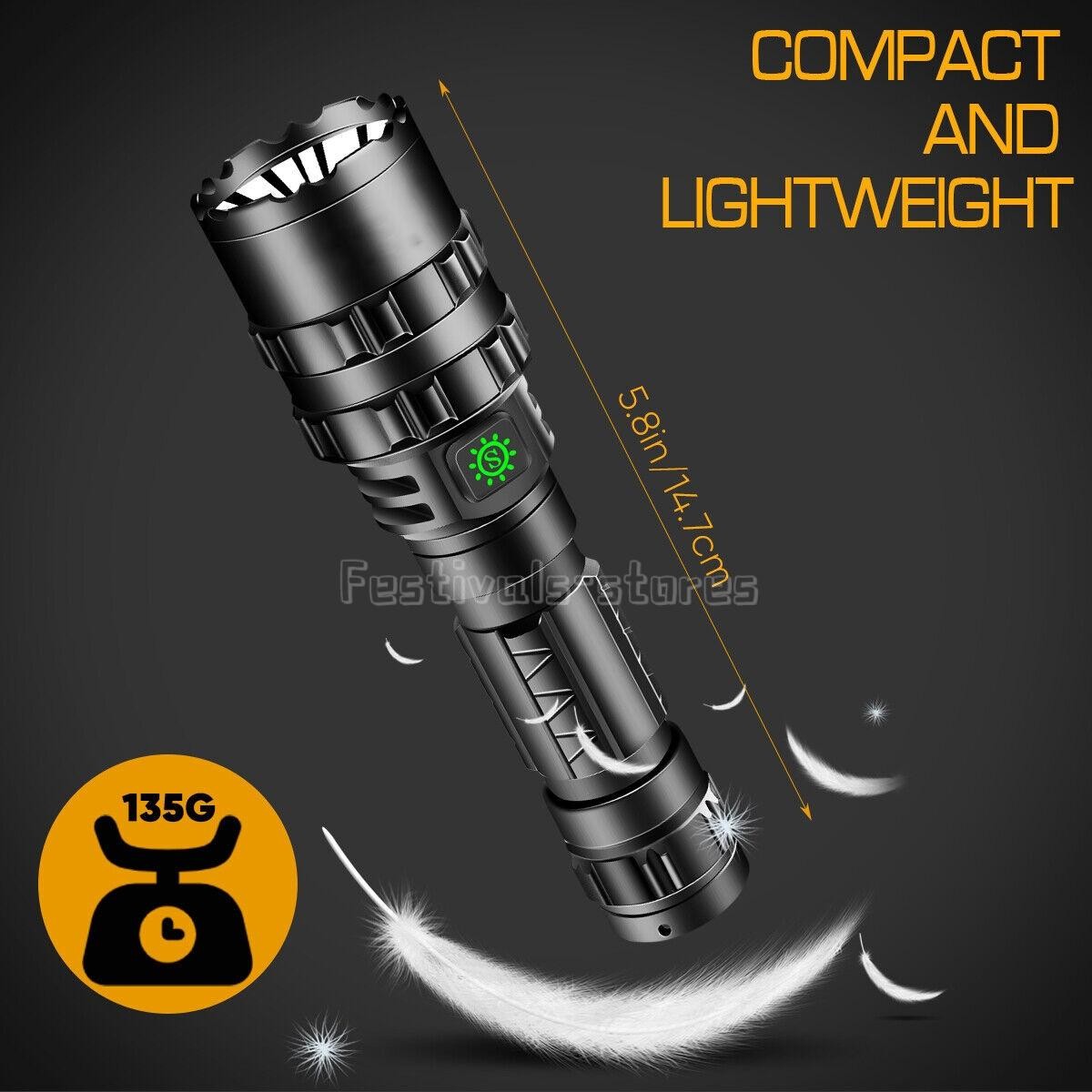900000 Lumens Tactical Gun Flashlight Picatinny Rail Mount for Hunting Shooting