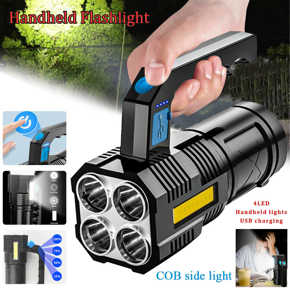 990000LM Portable Searchlight USB Rechargeable 4-Modes Handheld Flashlight Set