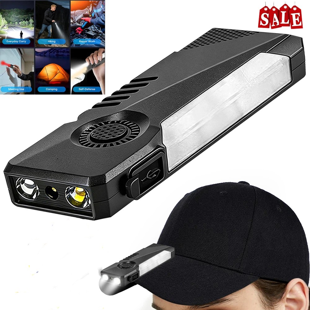 Magnetic 600Lumens Rechargeable LED Work Light Flat Pocket Flashlight w/UV Light