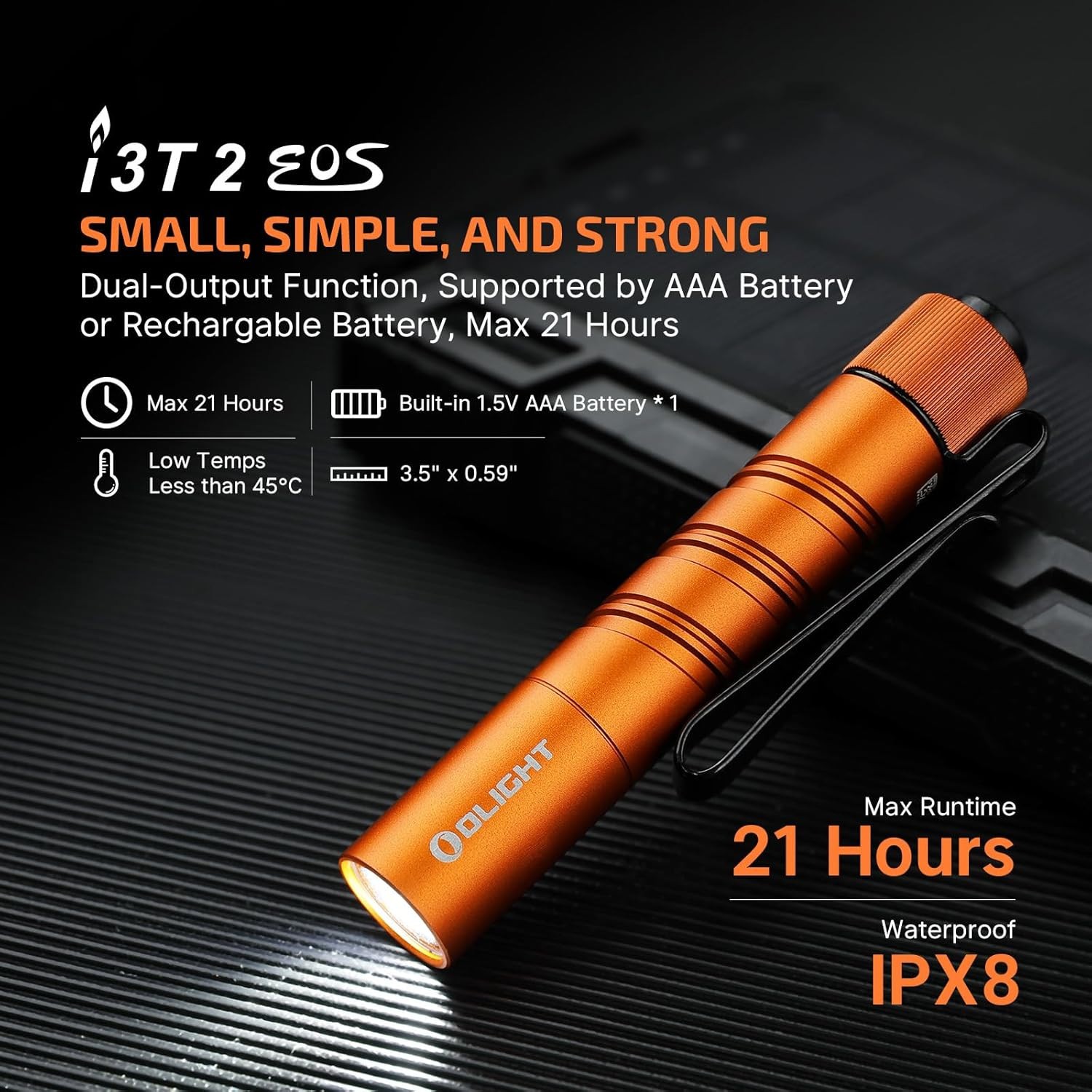Olight I3T 2 EOS Flashlights Bundle: Black, Midnight Blue, OD Green, Orange