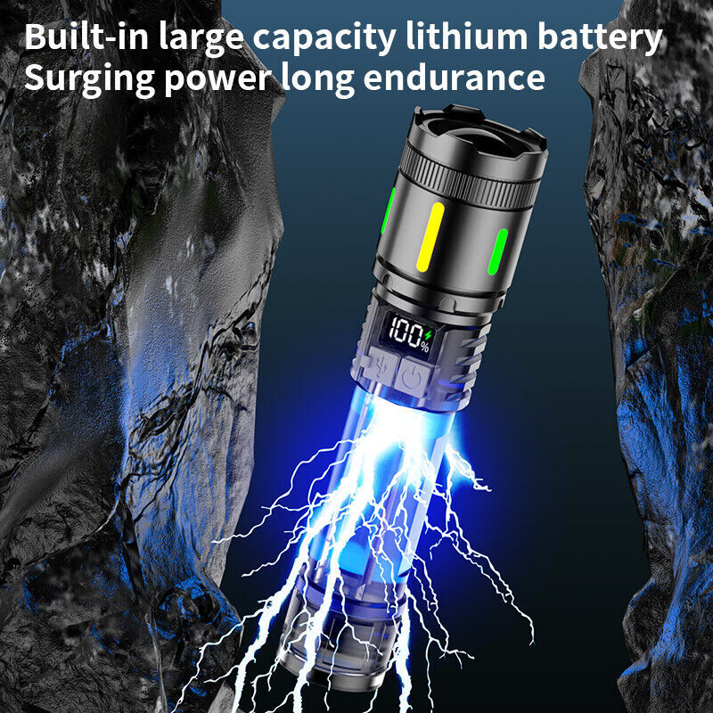 350000000 Lumen Super Bright LED Tactical Flashlight Rechargeable LED Work Light