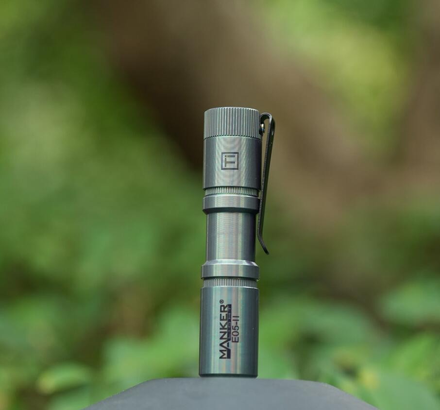 Mankerlight E05 II Compact Titanium EDC Flashlight 1300 Lumens AA 14500 Torch