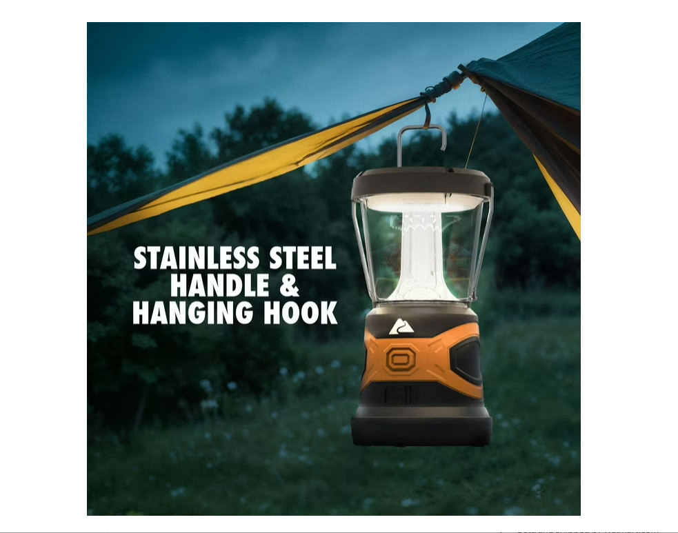 Ozark Trail LED Rechargeable Lantern, 3000 Lumen, IPX4 Water Resistant, 4 Modes