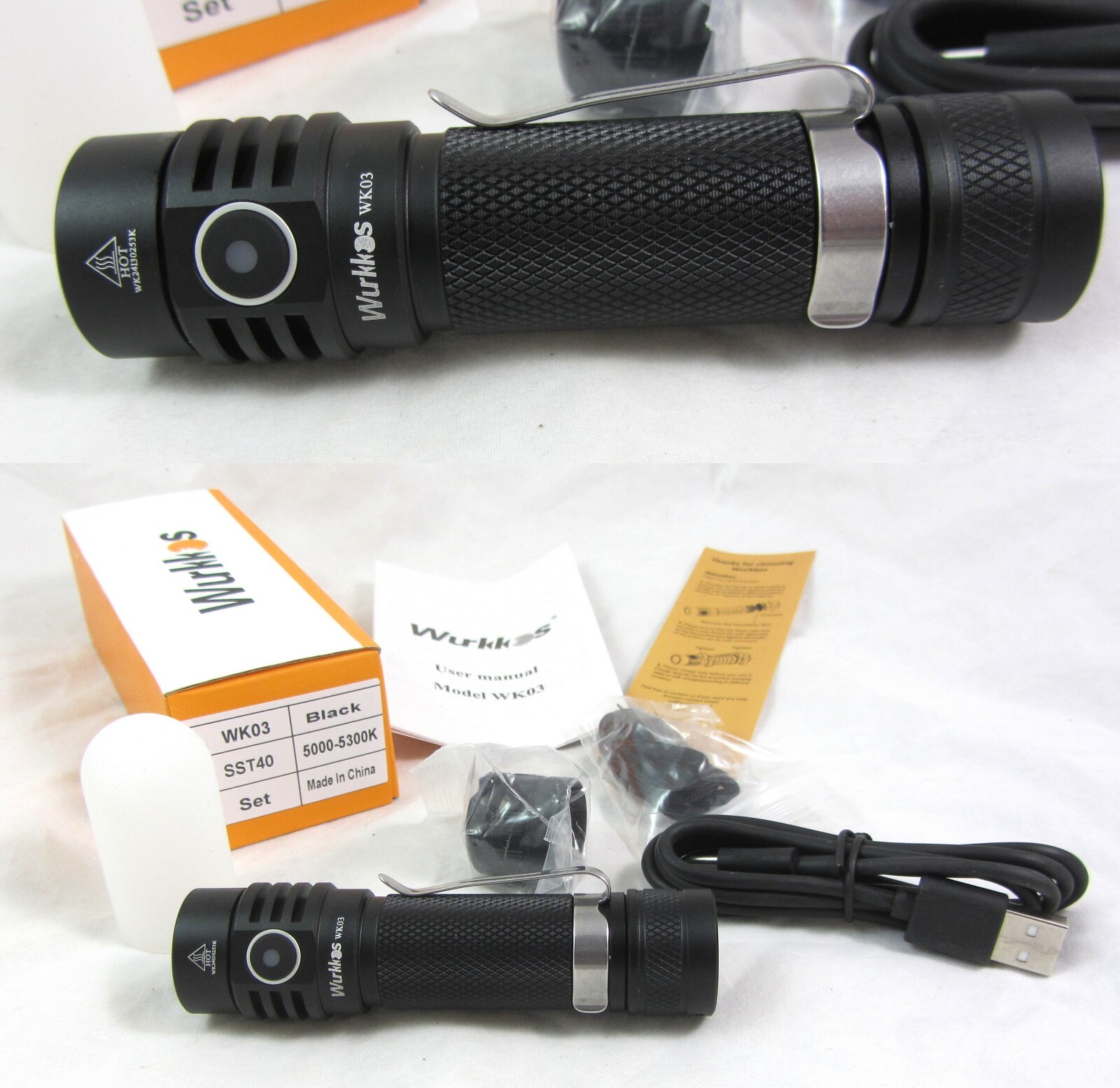 Wurkkos WK03 1200 Lumen LED Flashlight Kit w/ Lantern Diffuser Magnetic Tailcap