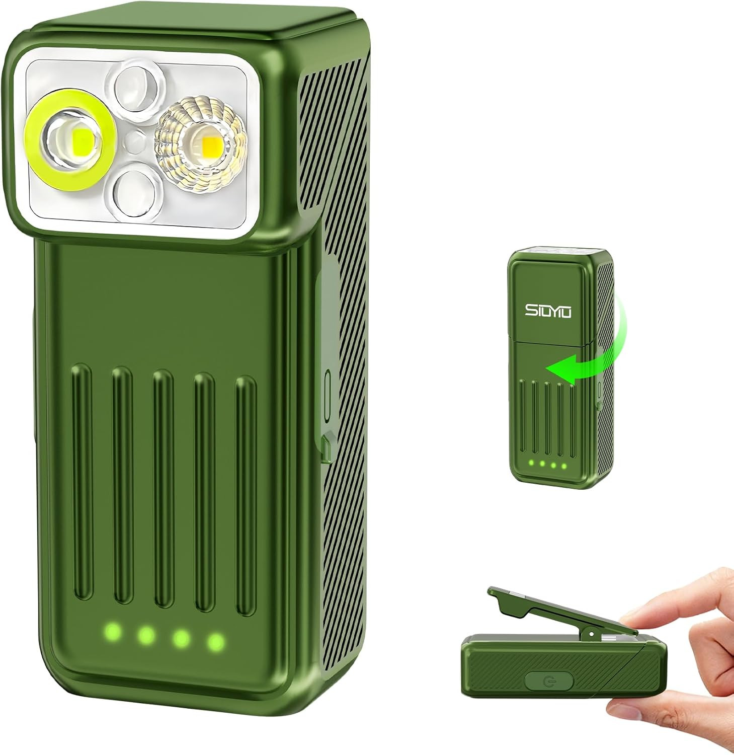 EDC Flashlight, 500 Lumens Rechargeable Clip-On Light, 90° Rotating Head, 10 Mod