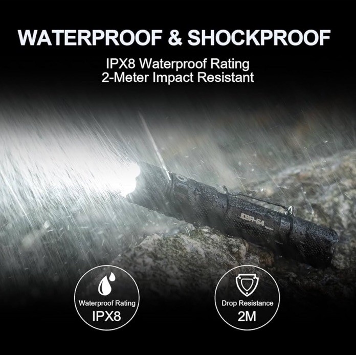 PowerTac E9R G4 Tactical Rechargeable LED Flashlight with Magnetic & USB Chargin