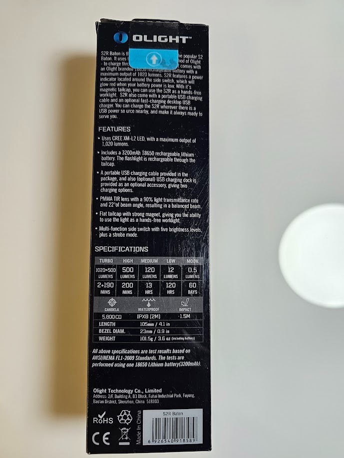 NIB Sealed OLIGHT S2R Baton 1020 Lumen Flashlight. RARE Collectors item gift