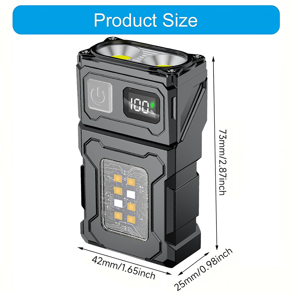 Mini USB Rechargeable LED Flashlight COB Work Lamp Torch Portable Keychain Light