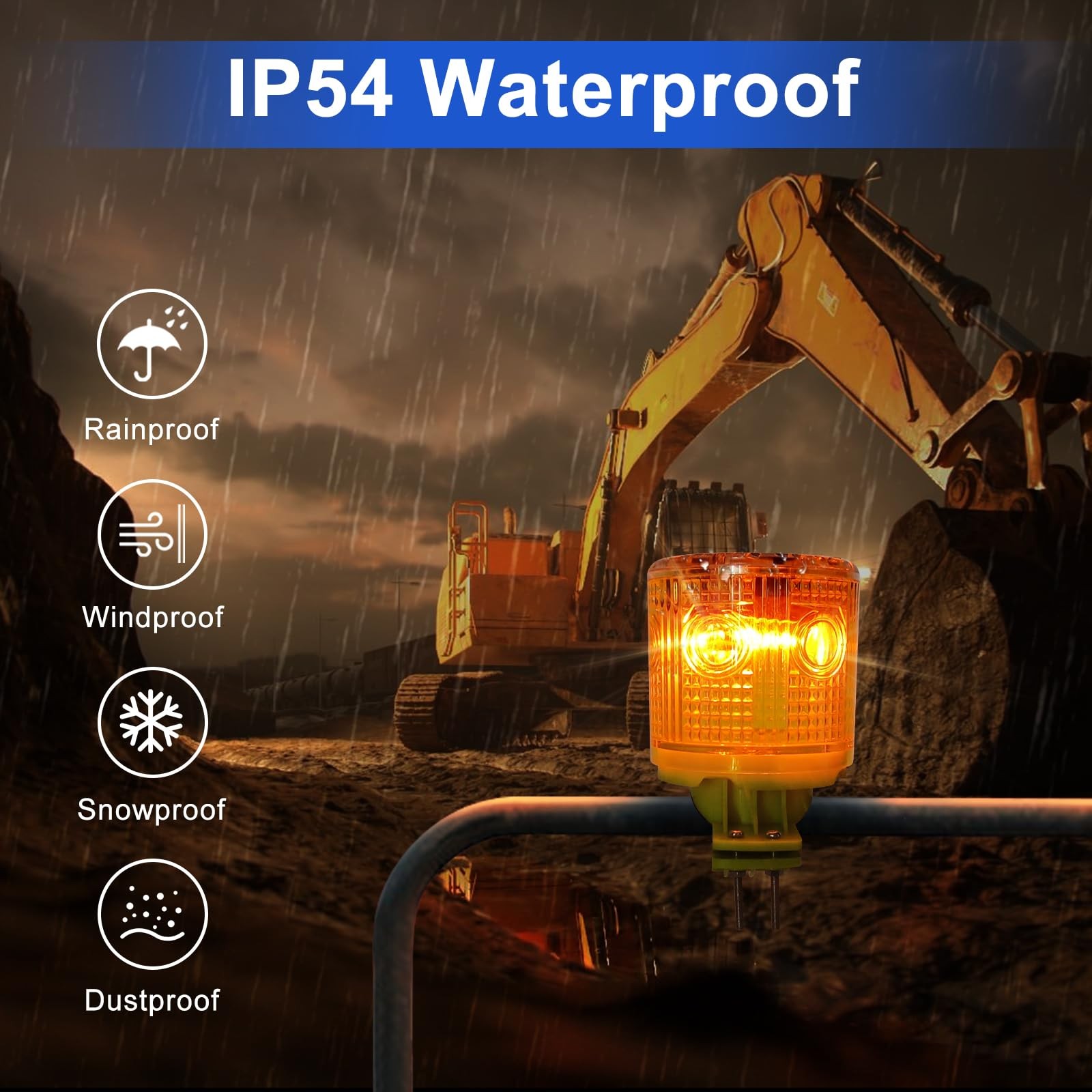 Solar Strobe Warning Light IP54 Waterproof LED Flashing Safety Light Bright W…