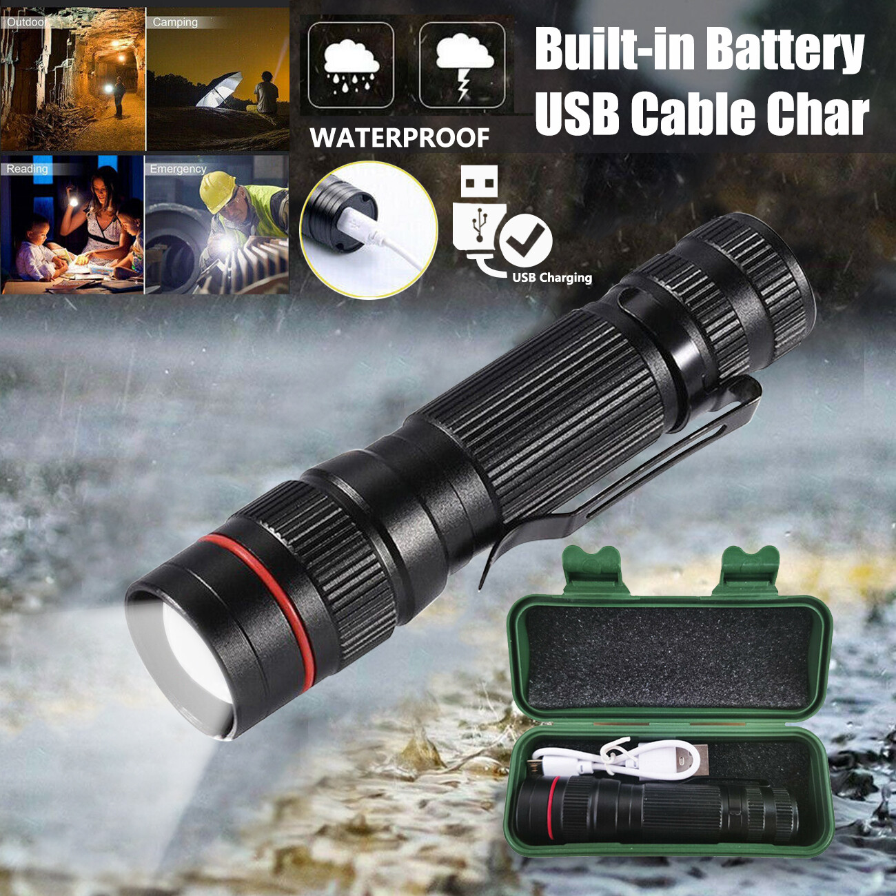 Brightest 95000000LM Tactical Torch High Lumens Zoom LED Rechargeable Flashlight