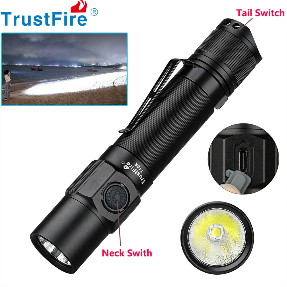 Trustfire New T10R 1800LM Tactical Police Flashlight Type-C Quick Rechargeable