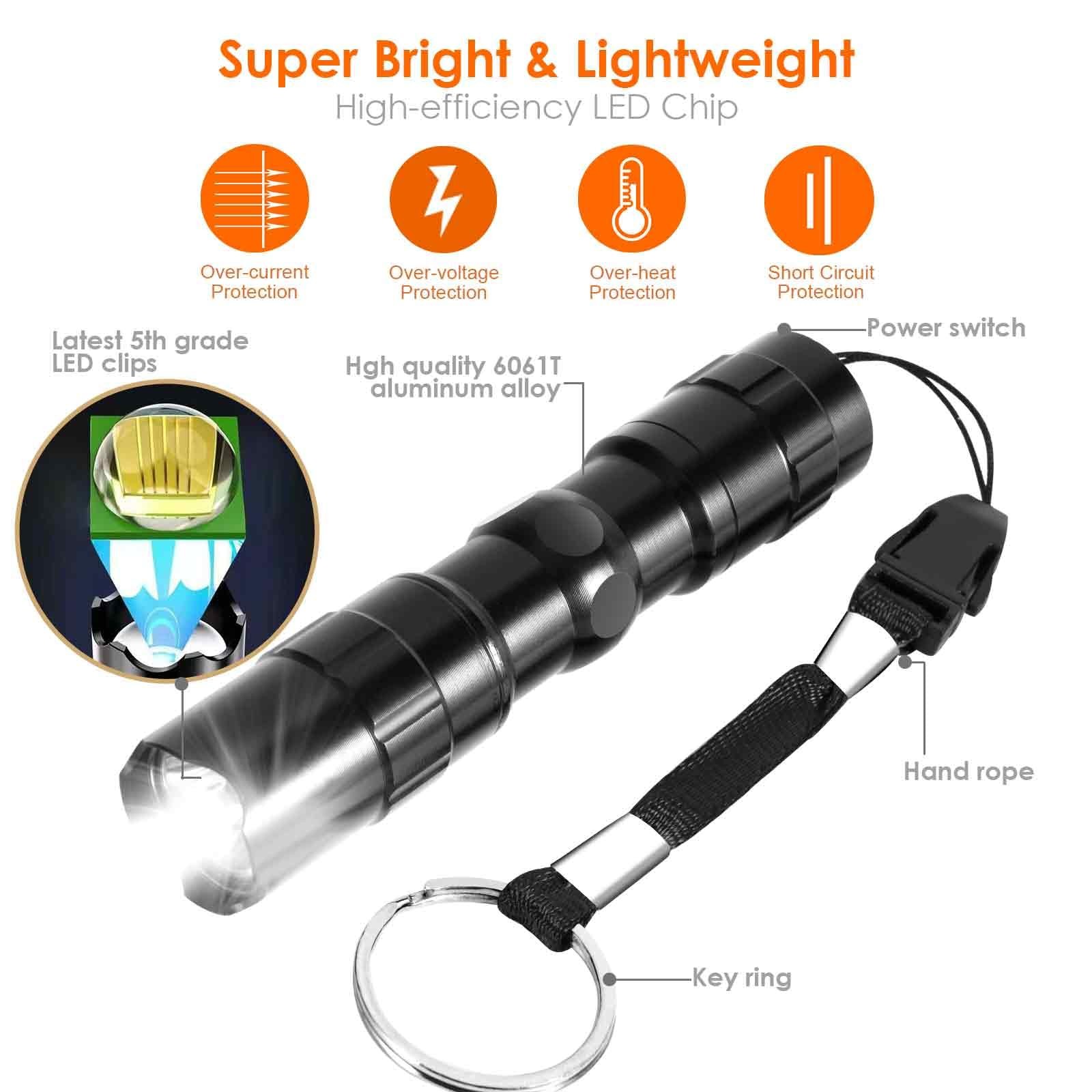 LED Tactical Flashlight, Mini High Lumen, Portable Handheld Torch