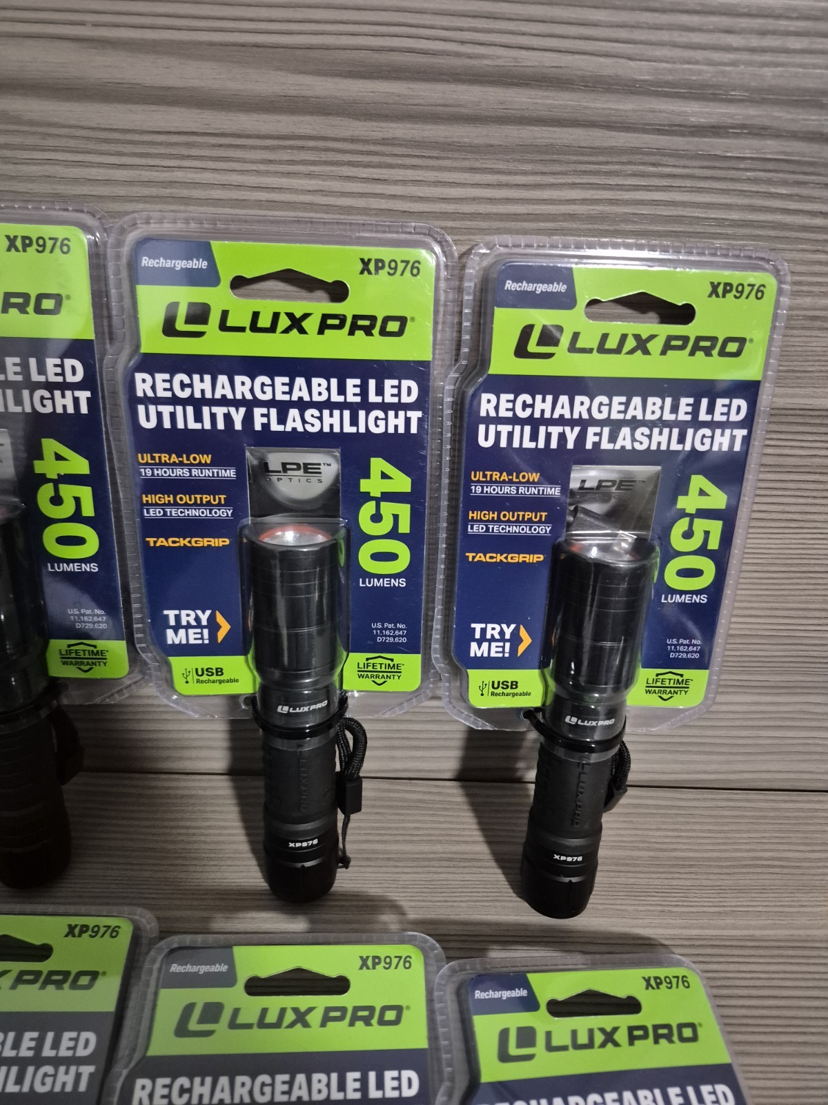 10 Pcs –LUXPRO XP976 Compact Tactical Rechargeable 450 Lumen Flashlight New
