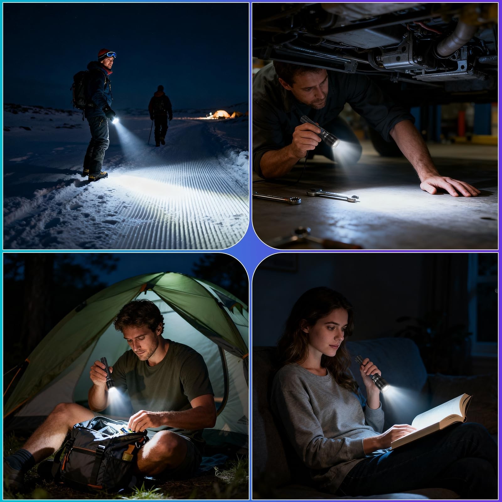 2Pack High Lumens Rechargeable Flashlights, 700lm Super Bright LED, 5 Modes, Tac
